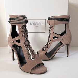 Balmain suede lace up heels